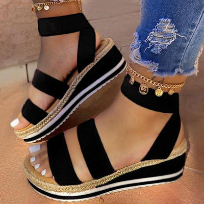 Comfortable Open Toe Platform Plain Sandals-STYLEGOING