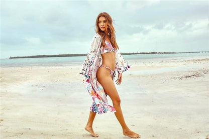 Colorful Floral Printed Beach Cover-Ups-STYLEGOING