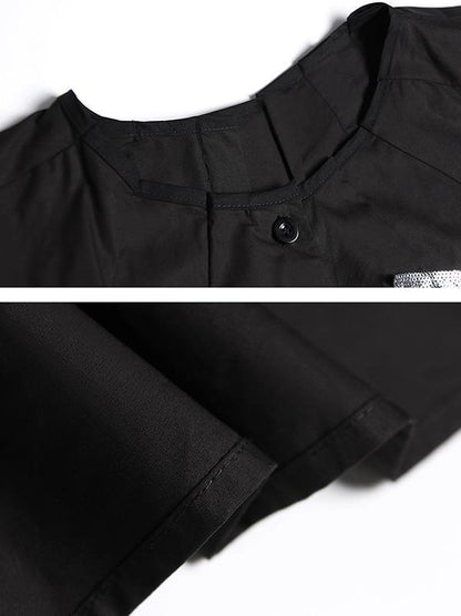 Black Oversize Asymmetric Stars Dress-STYLEGOING