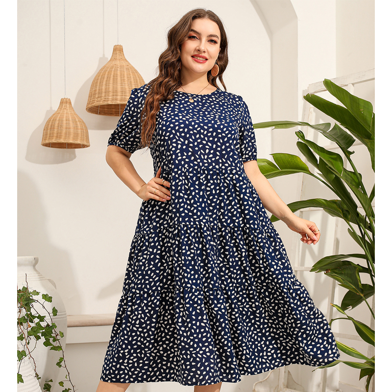 Women Short Sleeves Plus Sizes Dresses