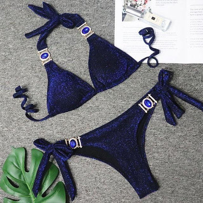 Women Bikinis Crystal Diamond Bikini Set-STYLEGOING