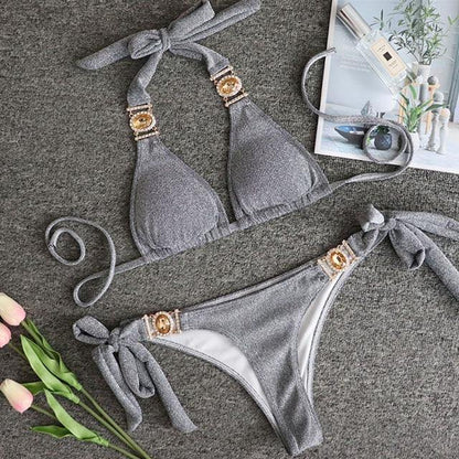 Women Bikinis Crystal Diamond Bikini Set-STYLEGOING