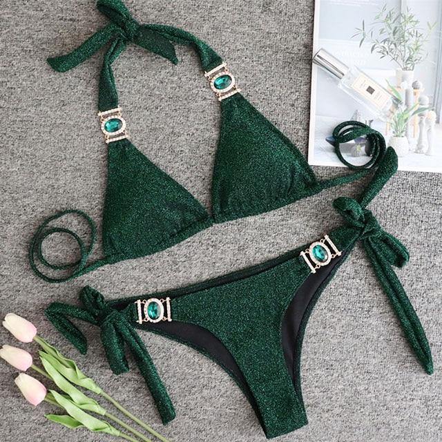 Women Bikinis Crystal Diamond Bikini Set-STYLEGOING