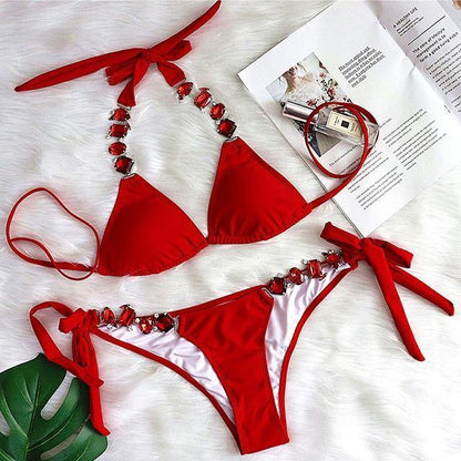 Women Bikinis Crystal Diamond Bikini Set-STYLEGOING