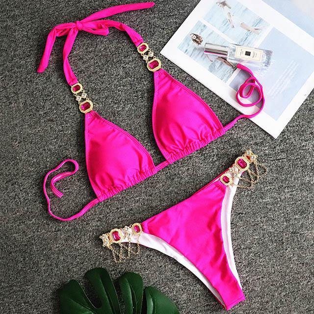 Women Bikinis Crystal Diamond Bikini Set-STYLEGOING