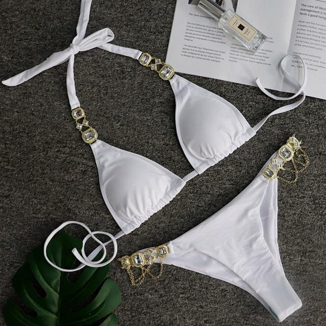 Women Bikinis Crystal Diamond Bikini Set-STYLEGOING