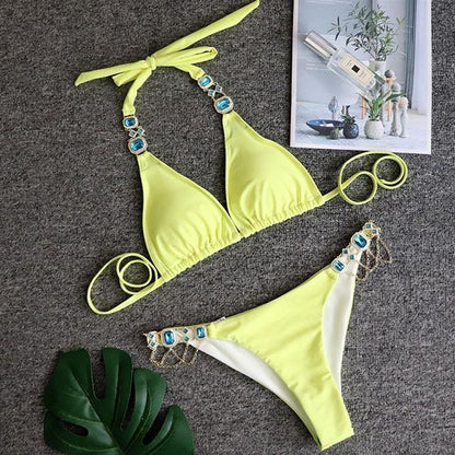 Women Bikinis Crystal Diamond Bikini Set-STYLEGOING