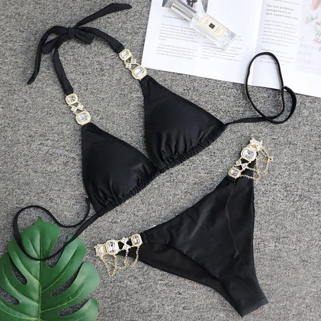 Women Bikinis Crystal Diamond Bikini Set-STYLEGOING