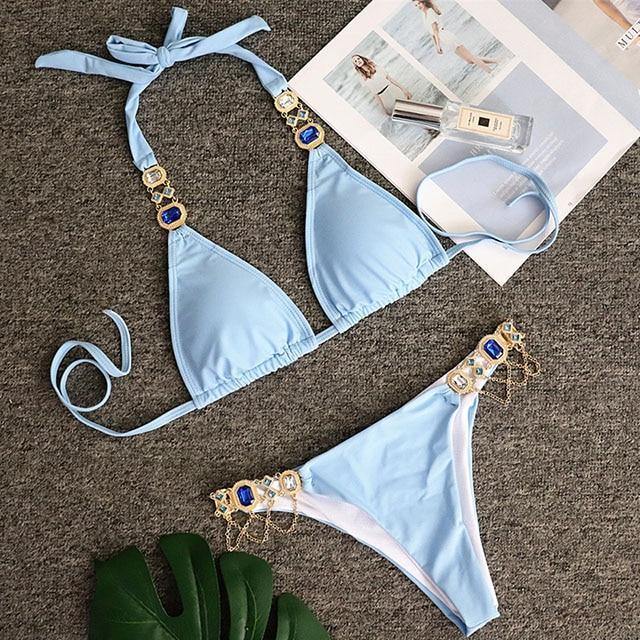 Women Bikinis Crystal Diamond Bikini Set-STYLEGOING