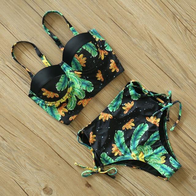 High Waist Floral Two Pieces Swimsuit-STYLEGOING
