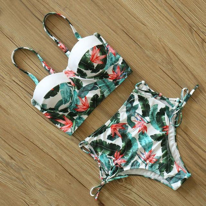 High Waist Floral Two Pieces Swimsuit-STYLEGOING