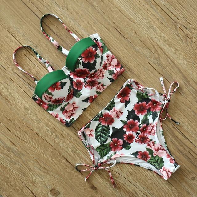 High Waist Floral Two Pieces Swimsuit-STYLEGOING