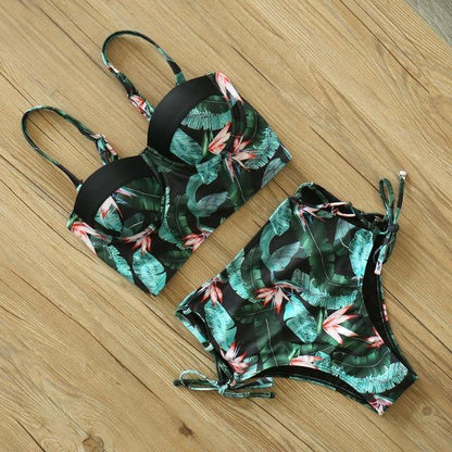 High Waist Floral Two Pieces Swimsuit-STYLEGOING