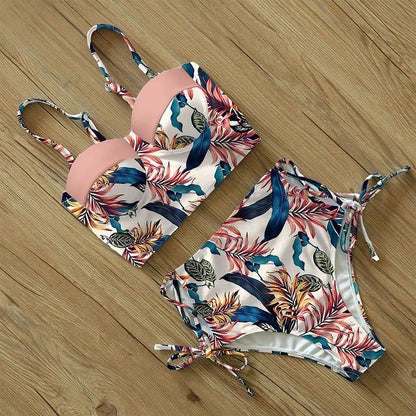 High Waist Floral Two Pieces Swimsuit-STYLEGOING