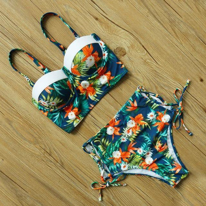 High Waist Floral Two Pieces Swimsuit-STYLEGOING