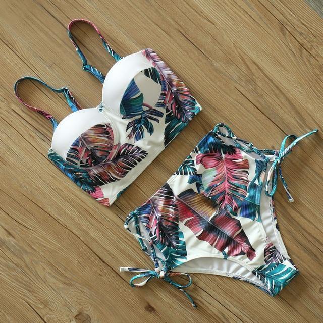 High Waist Floral Two Pieces Swimsuit-STYLEGOING