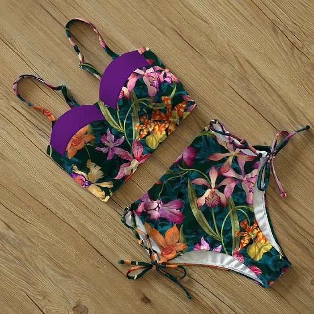 High Waist Floral Two Pieces Swimsuit-STYLEGOING