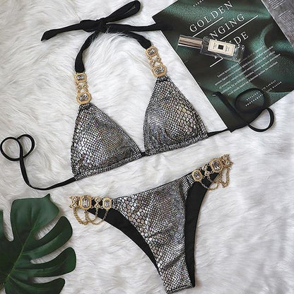 Women Bikinis Crystal Diamond Bikini Set-STYLEGOING