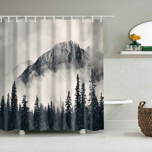 3D Fog Mountain Fabric Shower Curtain-STYLEGOING