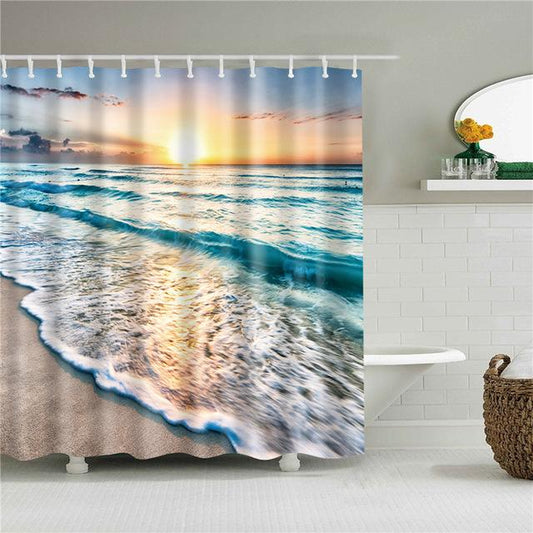 Beachside Sunset Bathroom Fabric Shower Curtain