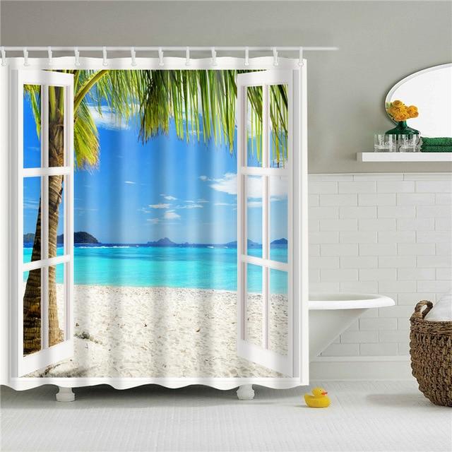 Beach Door Scenary Fabric Shower Curtains-STYLEGOING