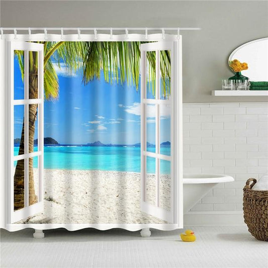Beach Door Scenary Fabric Shower Curtains-STYLEGOING