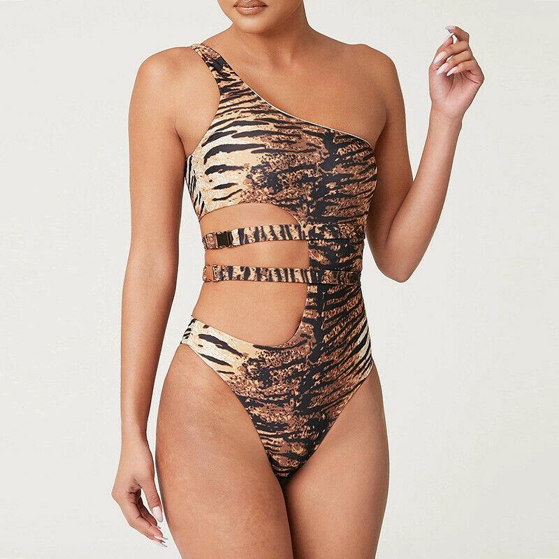 Leopard Print Sexy Bikini with Metal Buckle-STYLEGOING