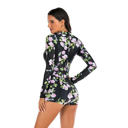 Long Sleeve One Piece Suit Swimwear-STYLEGOING