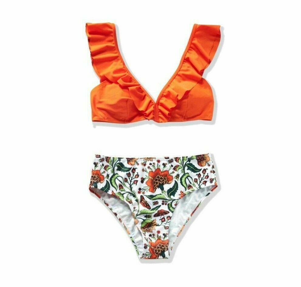 Orange Printed Bikini Set For Mom Daughter-STYLEGOING