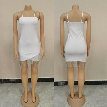Sexy Tassel Sleeveless Mini Bodycon Cocktail Clubwear-STYLEGOING