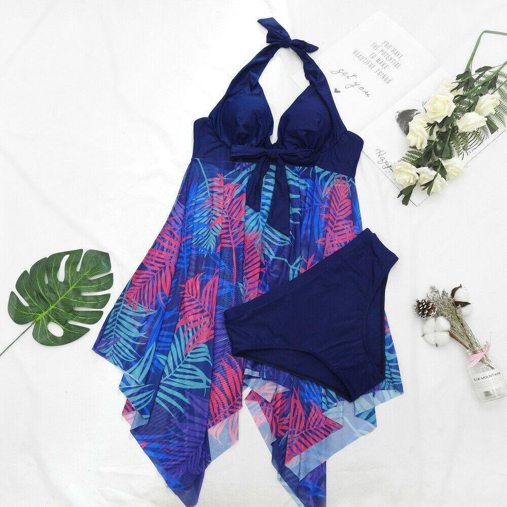 Plus Size Tankini Halter Swimsuit-STYLEGOING
