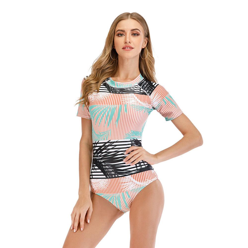 Women Short Sleeve One Piece Swimwear-STYLEGOING