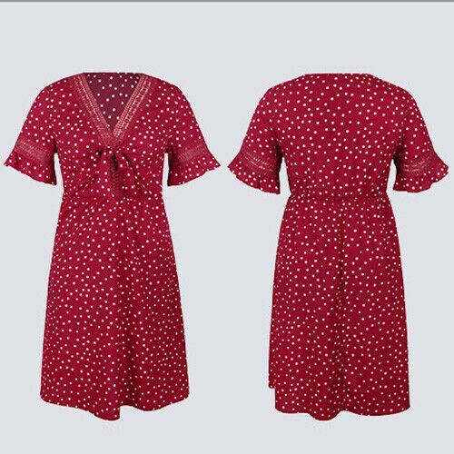 Plus Size Casual Dress V-neck Midi Dresses-STYLEGOING