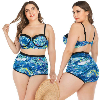 Plus Size Bikini Set High Waist Swimwear-STYLEGOING