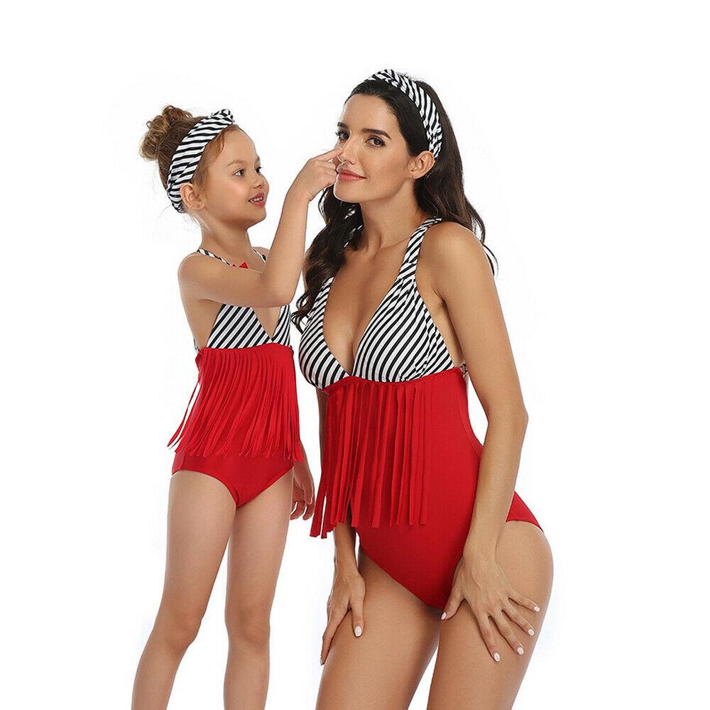 Family One Piece High Waist Tankini Tassels-STYLEGOING