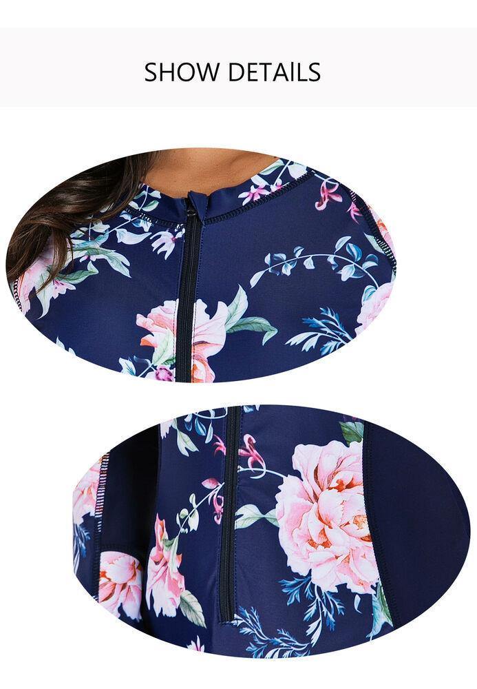 Rash Guard Zipper One Piece Swimsuit-STYLEGOING