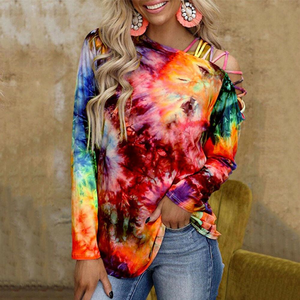 Colorful Tie-Dye Casual Tunic Blouse-STYLEGOING
