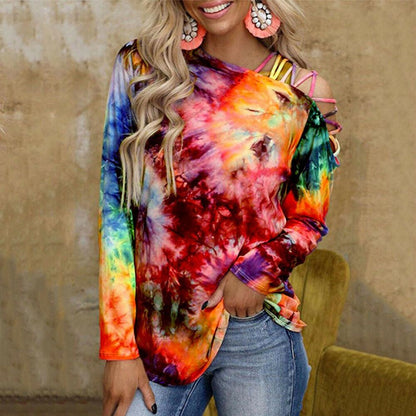 Colorful Tie-Dye Casual Tunic Blouse-STYLEGOING