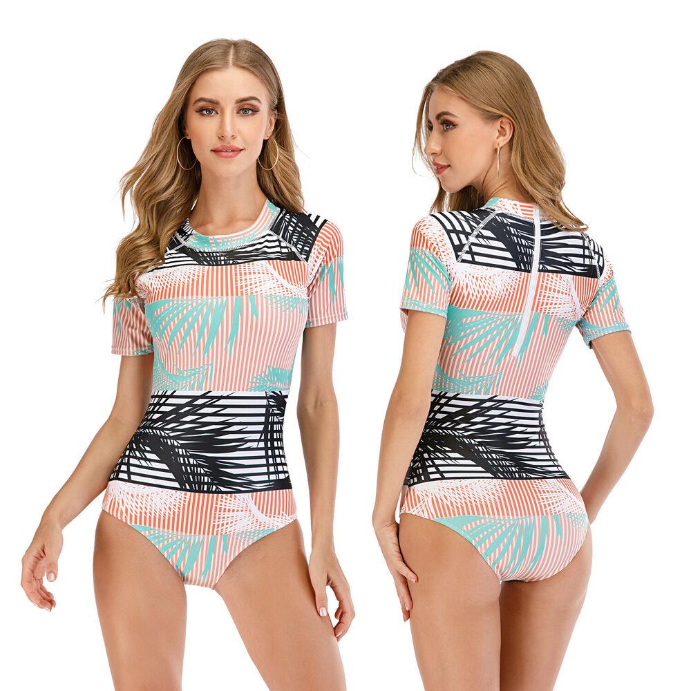 Women Short Sleeve One Piece Swimwear-STYLEGOING