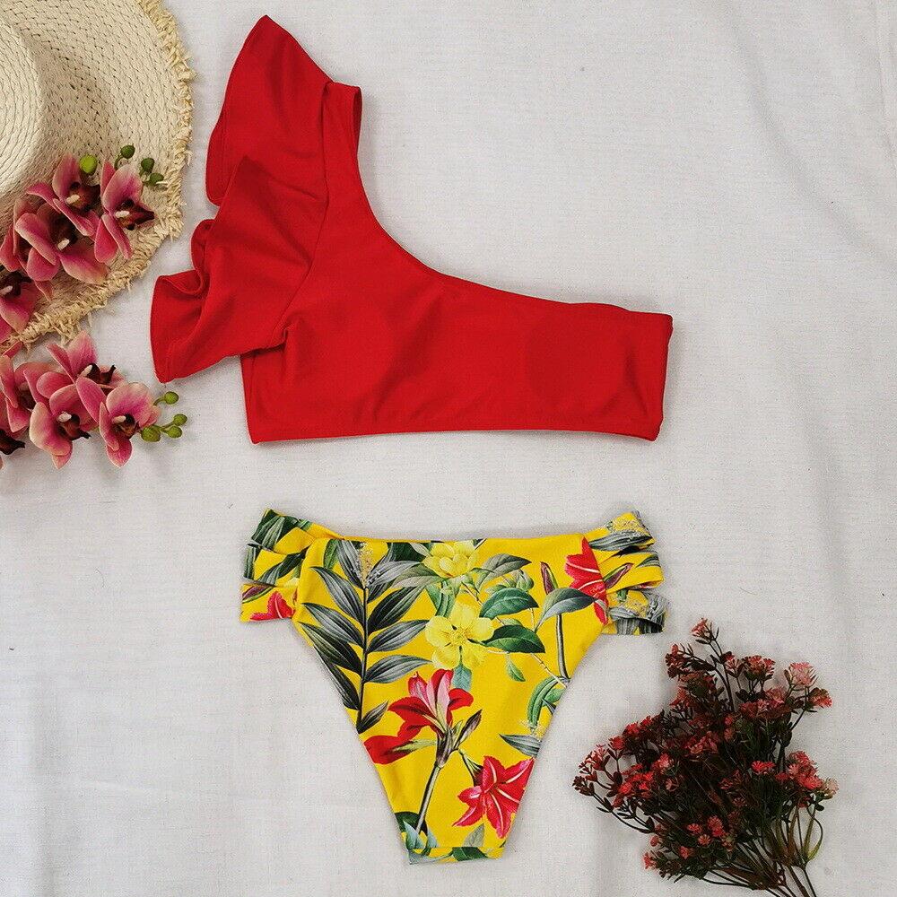 One Shoulder High Waist Bra Bikini Set-STYLEGOING