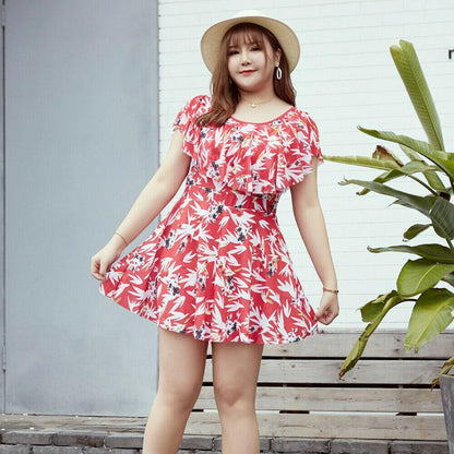 One Piece Plus Size Swimdress-STYLEGOING