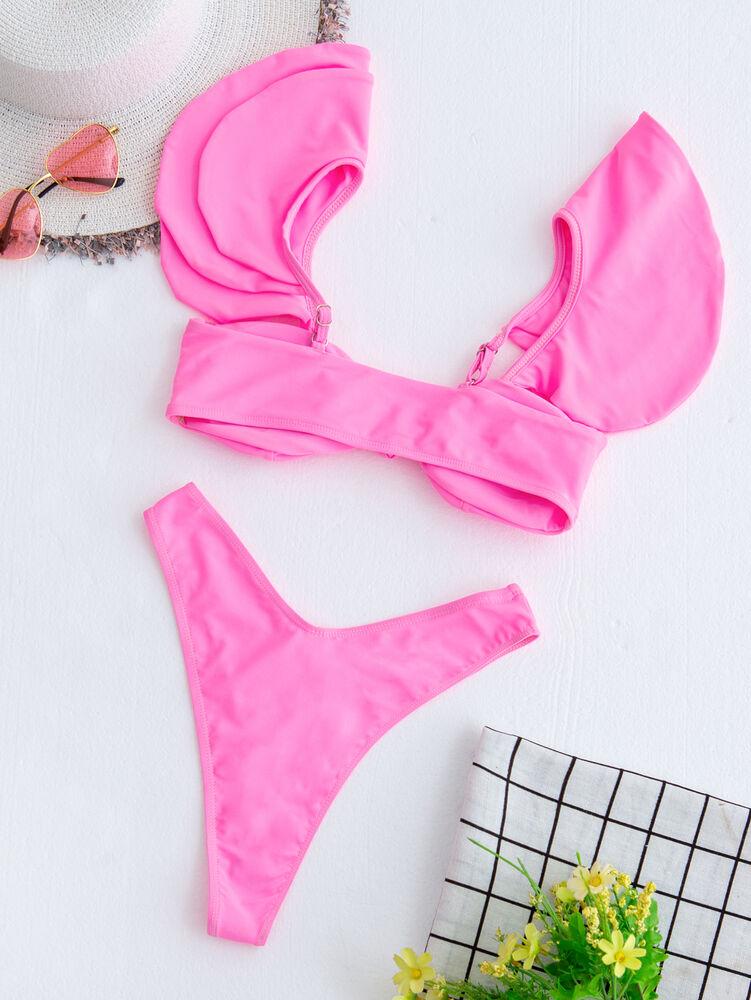 Ruffle Bra Bikini Set Triangle Swimsui-STYLEGOING