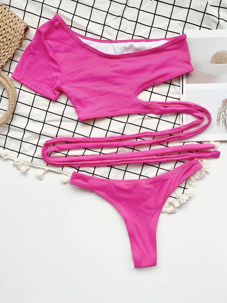One Shoulder Bikini Set Bathing Suit Beachwear-STYLEGOING