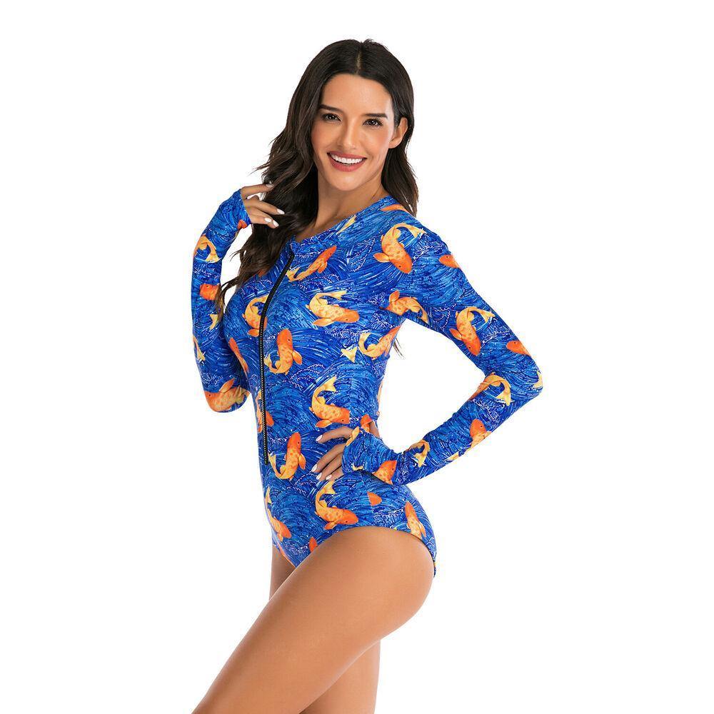 Long Sleeve One Piece Swimsuit-STYLEGOING