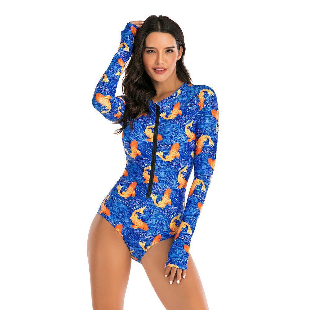 Long Sleeve One Piece Swimsuit-STYLEGOING