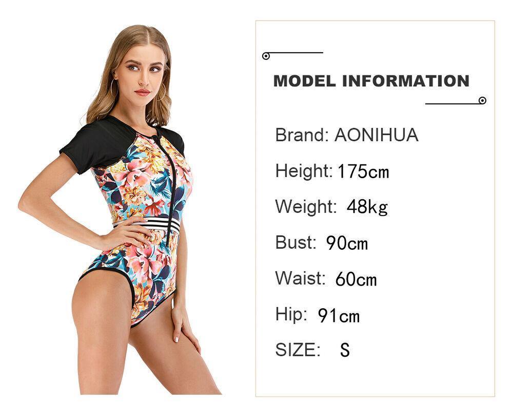 Floral Short Sleeve One Piece Swimwear-STYLEGOING