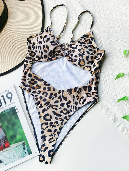 One Piece Sexy Leopard Print Swimsuit-STYLEGOING