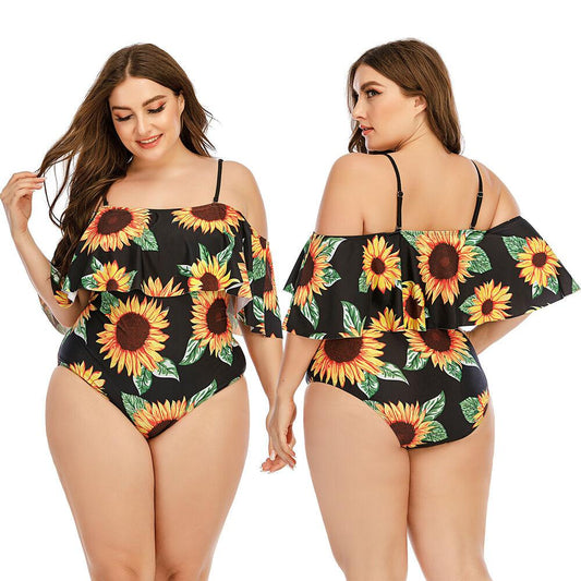 Plus Size Monokini Ruffle Bikini-STYLEGOING