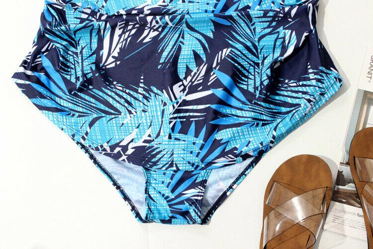 Plus Size Halter Blue Monokini-STYLEGOING