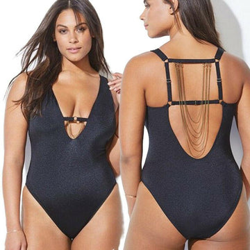 Womens Plus Size Monokini Swimwear-STYLEGOING
